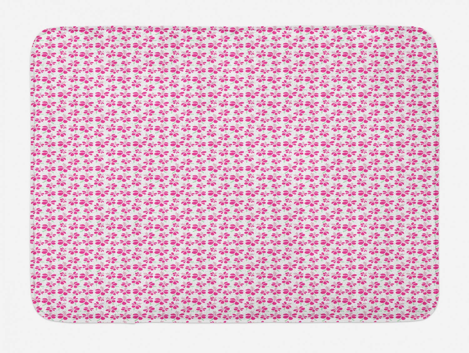 Ambesonne Floral Bath Mat - Pink Flower Petals Design with Non-Slip Backing, 30.2