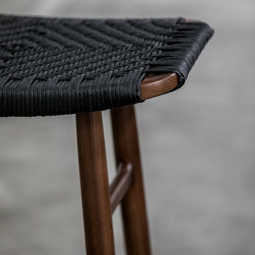 Freja Bar Stool with Woven Paper Cord Seat - Modern Counter Height Stool for Kitchen Island, Breakfast Nook & Home Bar - Natural Rattan Style Dining Chair