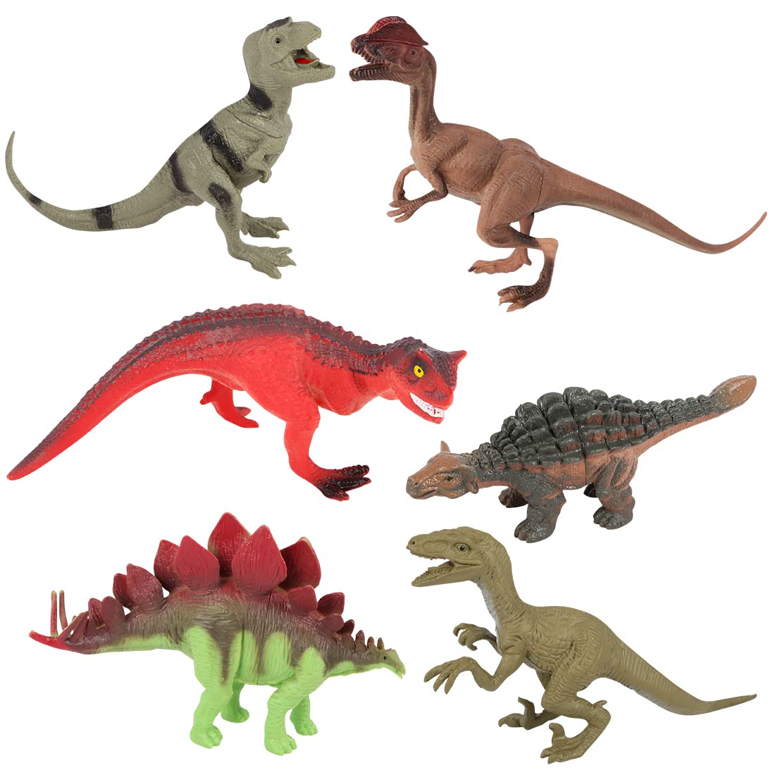 REALYUCAN 6Pcs 3-4 Inch Realistic Dinosaur Figures for Kids - Mini Plastic Dinosaur Toy Set for Cake Toppers, Birthday Parties, School Projects & Dinosaur Themed Playtime