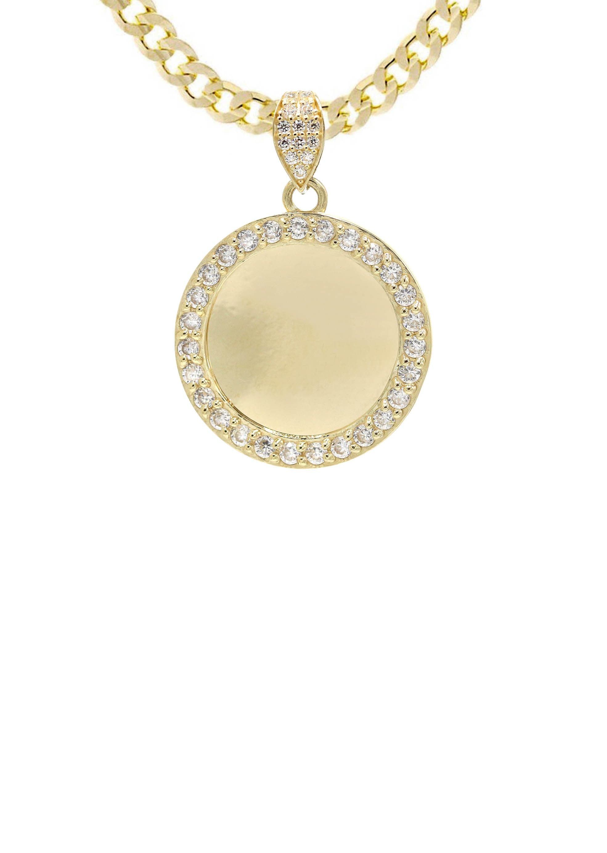 10K Yellow Gold CZ Picture Pendant Necklace for Women - 13 Grams - Elegant Photo Locket Jewelry Gift for Mom, Wife, Girlfriend - Perfect for Birthdays, Anniversaries & Valentine's Day