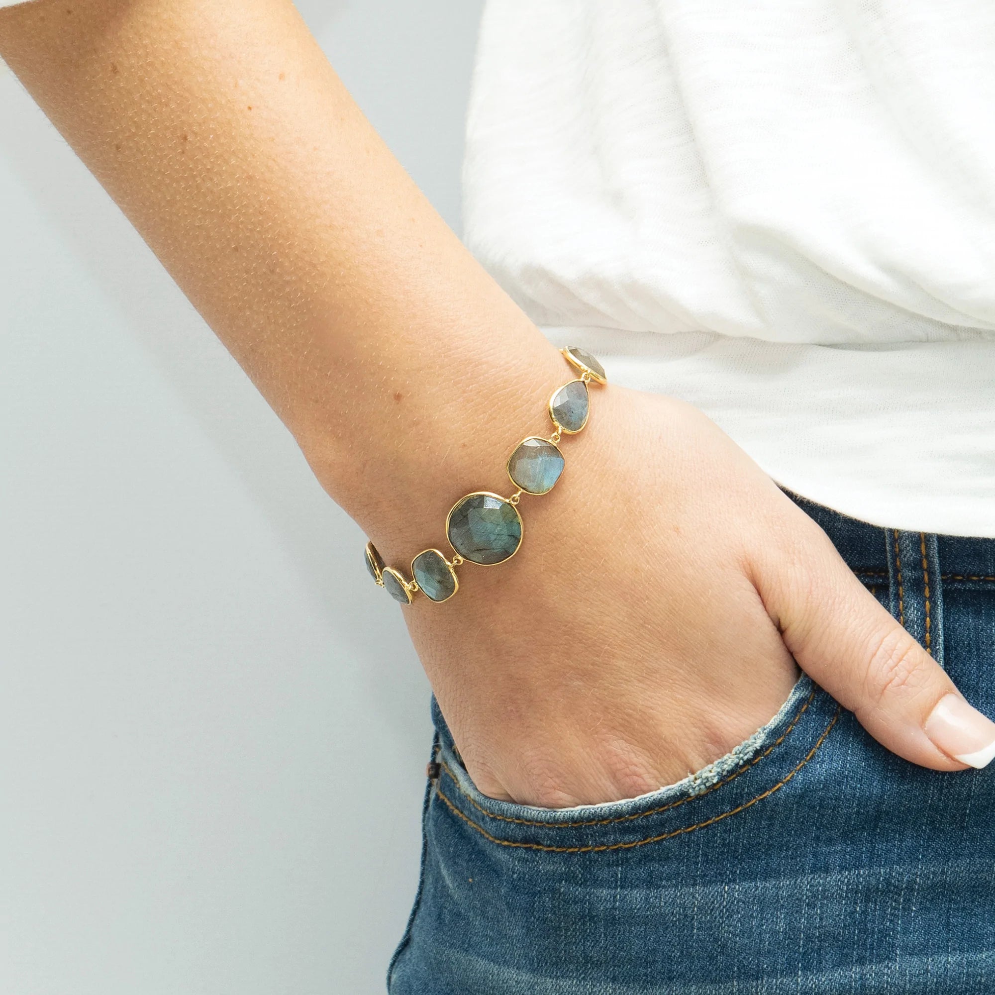 Labradorite Gemstone Bracelet Riviera - Healing Crystal Jewelry for Women | Spiritual Energy & Chakra Balancing | Perfect for Meditation, Yoga & Everyday Wear