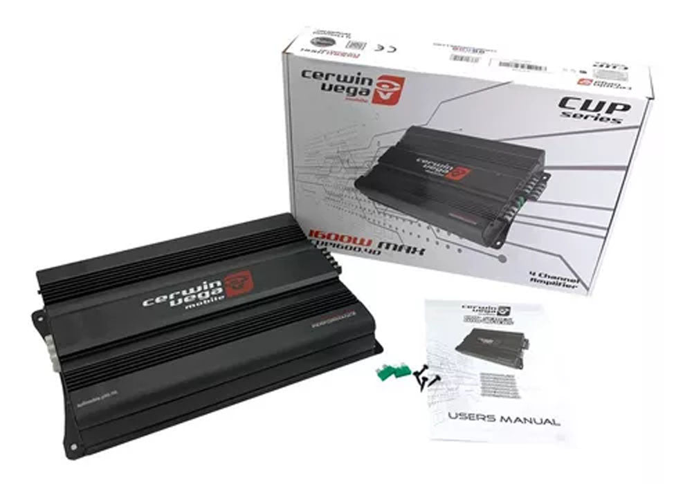 Cerwin Vega CVP1600.4D 4-Channel Car Amplifier - 1000W Max Power, Class A/B, CVP Series - Perfect for Car Audio Systems & Vehicle Sound Upgrades