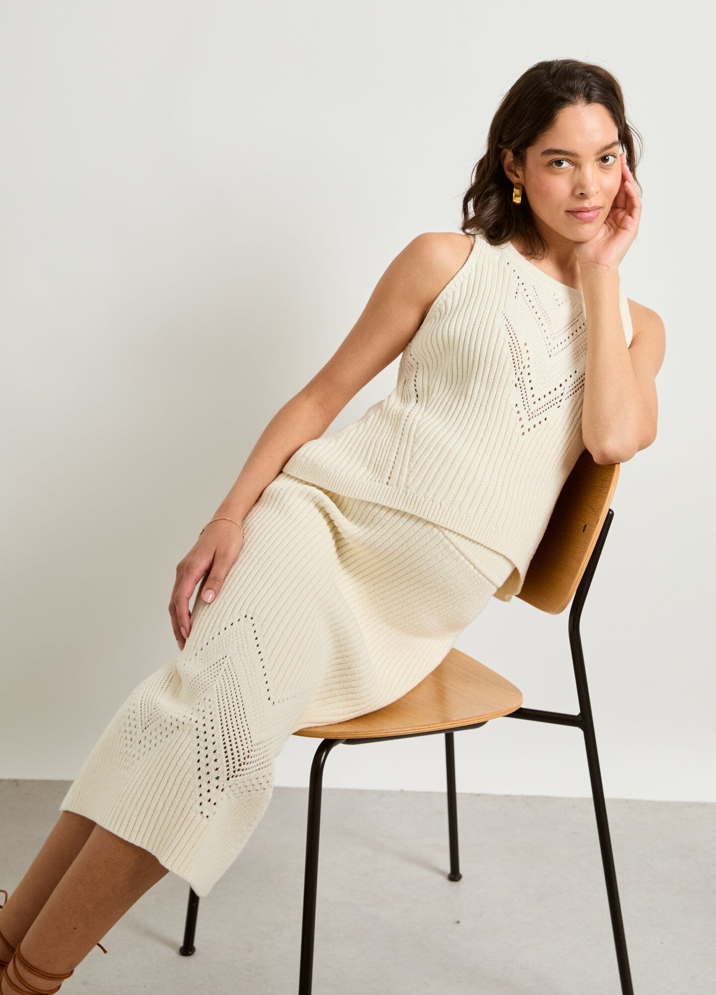 Delphine Cotton Pointelle Skirt for Women - Soft & Breathable Summer Skirt with Lace Trim - Perfect for Beach, Vacation & Casual Outings