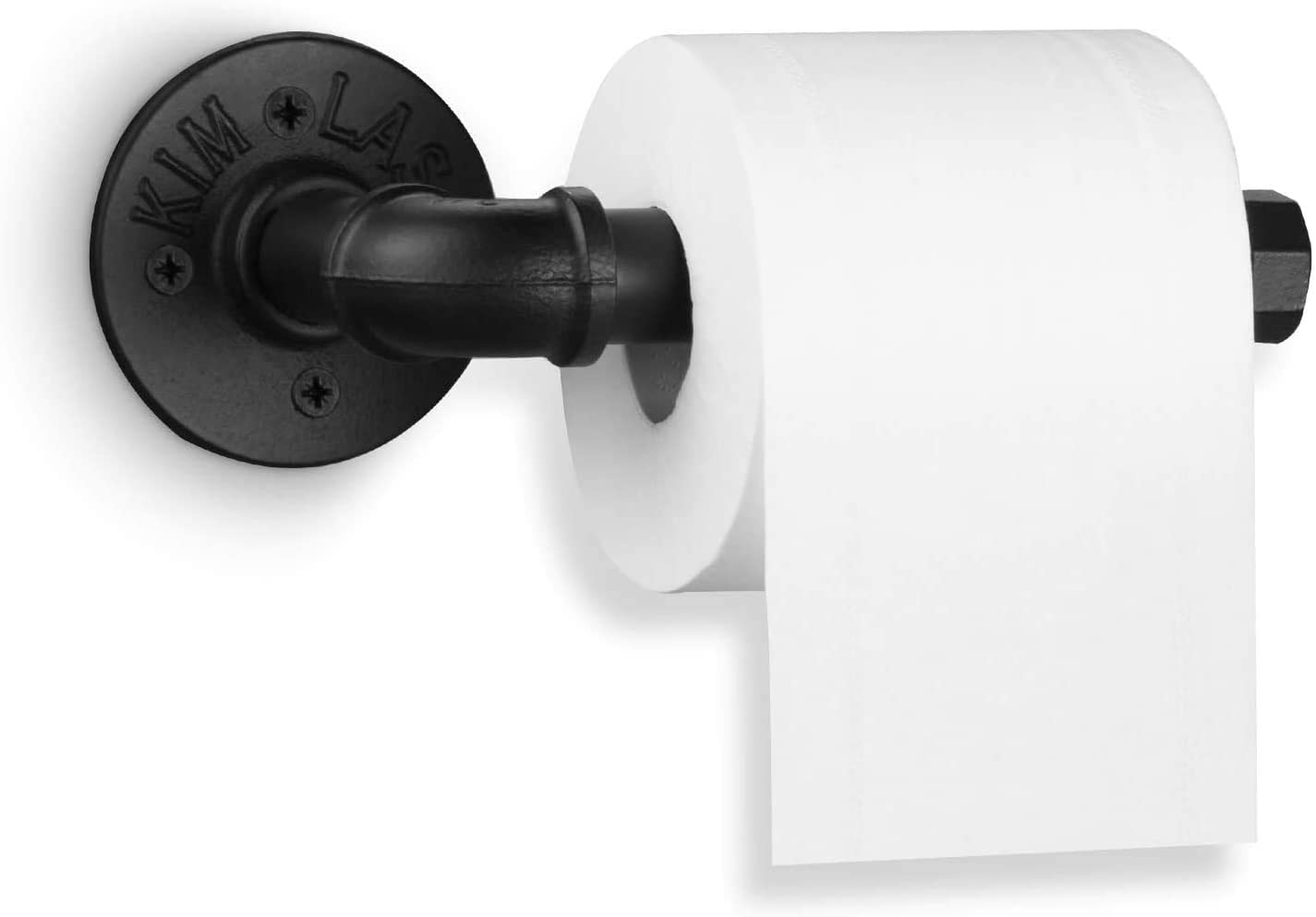 Elibbren Heavy Duty Industrial Pipe Toilet Paper Holder - Vintage Rustic Iron Wall Mounted Tissue Roll Rack with Hardware for Bathroom, Kitchen, Bedroom & Hallway (Black, 1 Pack) - Perfect for Farmhouse, Loft & Industrial Style Decor