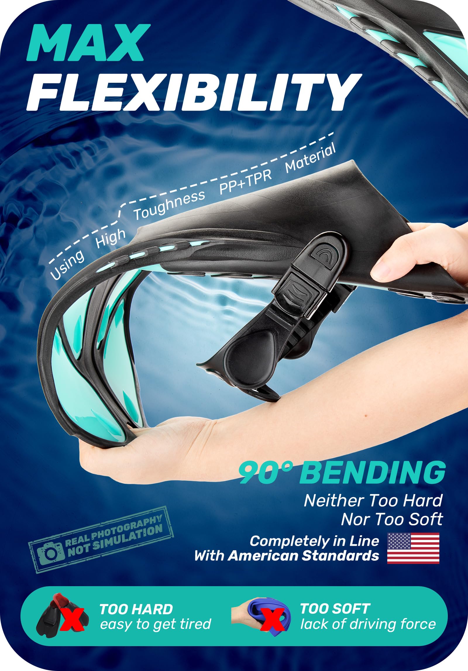 **CAPAS Snorkel Fins - Adjustable Travel Size Swim Fins for Snorkeling & Diving - Open Heel Swimming Flippers for Adults, Men, Women & Kids - Perfect for Beach Vacations, Pool Swimming & Underwater Adventures**
