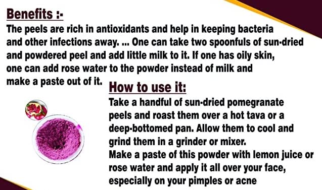 Organic Pomegranate Peel Powder (100g) - Pure Punica Granatum for Skin, Face & Hair Care | Natural Exfoliant, Brightening & Hydrating | DIY Masks, Scrubs & Hair Treatments
