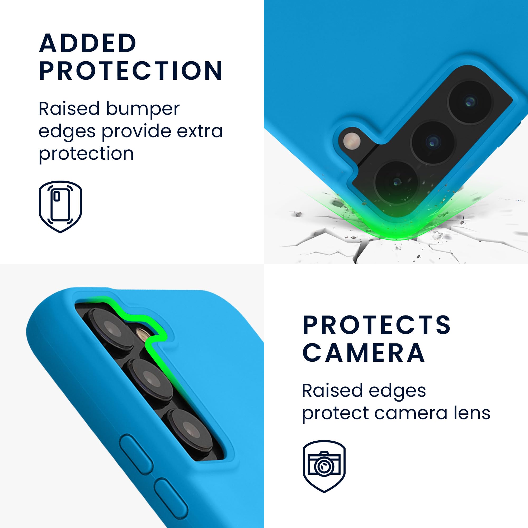 kwmobile TPU Silicone Phone Case for Samsung Galaxy S22 - Soft Protective Cover with Premium Grip in Radiant Blue | Perfect for Everyday Use, Work & Travel Protection