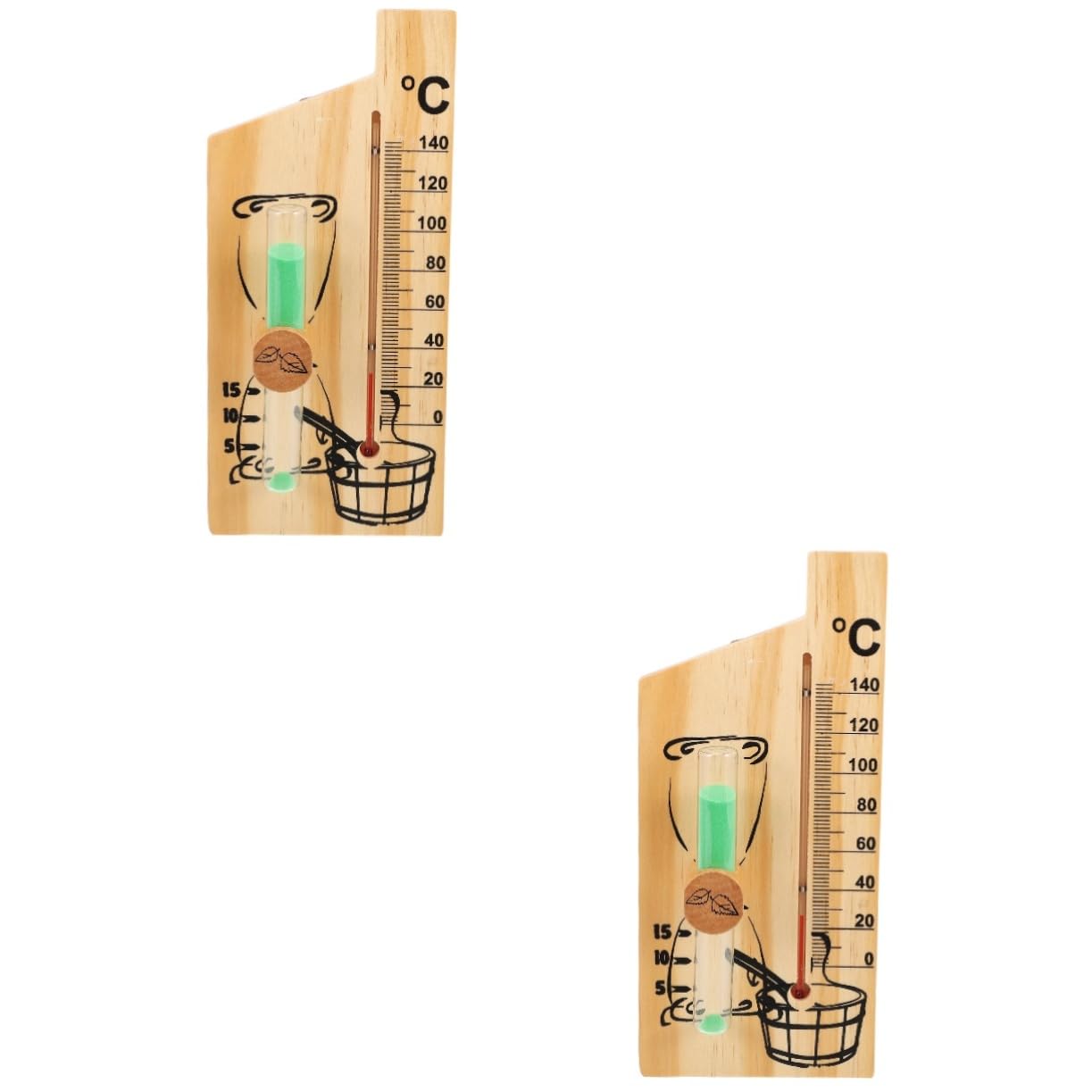 YARNOW 2-Piece Sauna Timer Set - 15 Minute Sand Timer with Rotating Wooden Base - Desk Decor for Sauna Room, Spa & Relaxation - Decorative Hourglass for Home, Office & Wellness Spaces