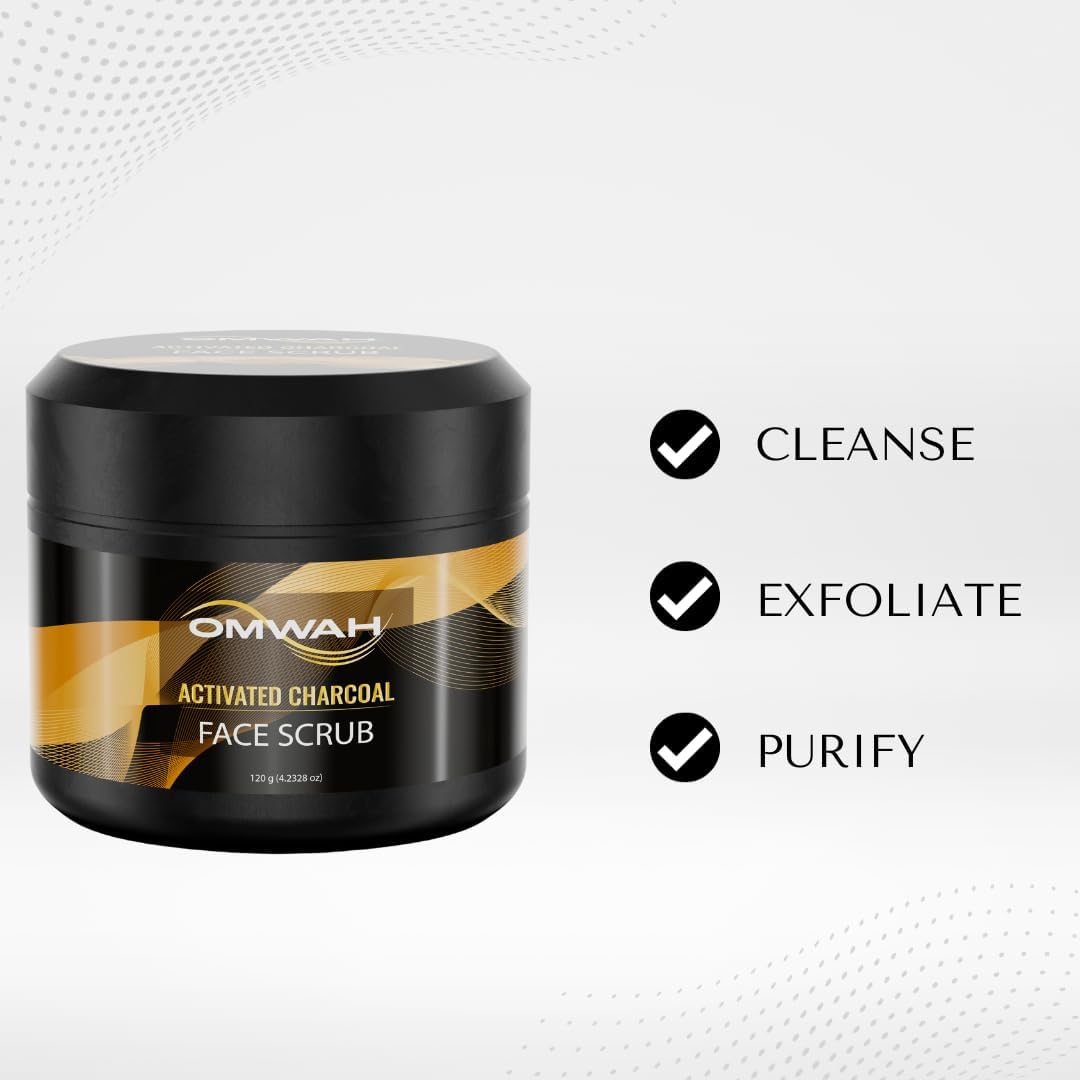 Natural Charcoal Face Scrub for Deep Cleansing & Exfoliation - Blackhead & Oil Control - Best for Acne-Prone & Oily Skin - Perfect for Daily Skincare Routine & Spa Days