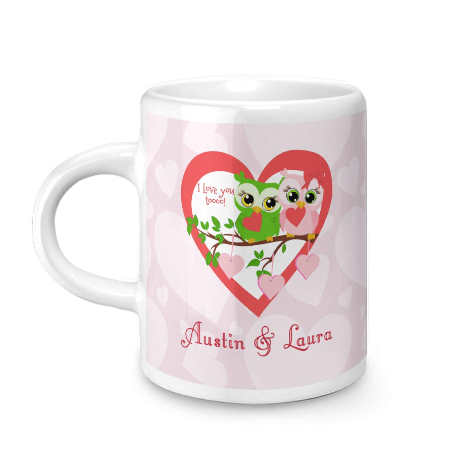 Personalized Valentine Owls Single Shot Espresso Cup - Handmade Ceramic Coffee Mug for Couples, Gift for Her/Him - Perfect for Romantic Dates, Anniversaries & Valentine's Day Coffee Moments