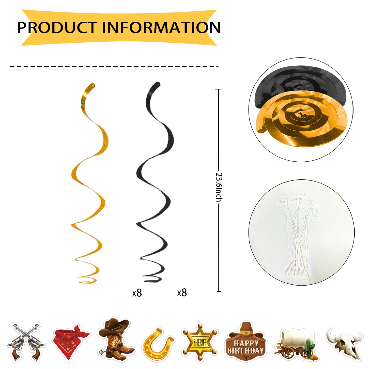 Western Cowboy Party Decorations - Cowboy Theme Birthday Supplies with Happy Birthday Banners & Hanging Swirls for Boys | Perfect for Wild West Parties, Cowboy Birthday Celebrations, and Western-Themed Events