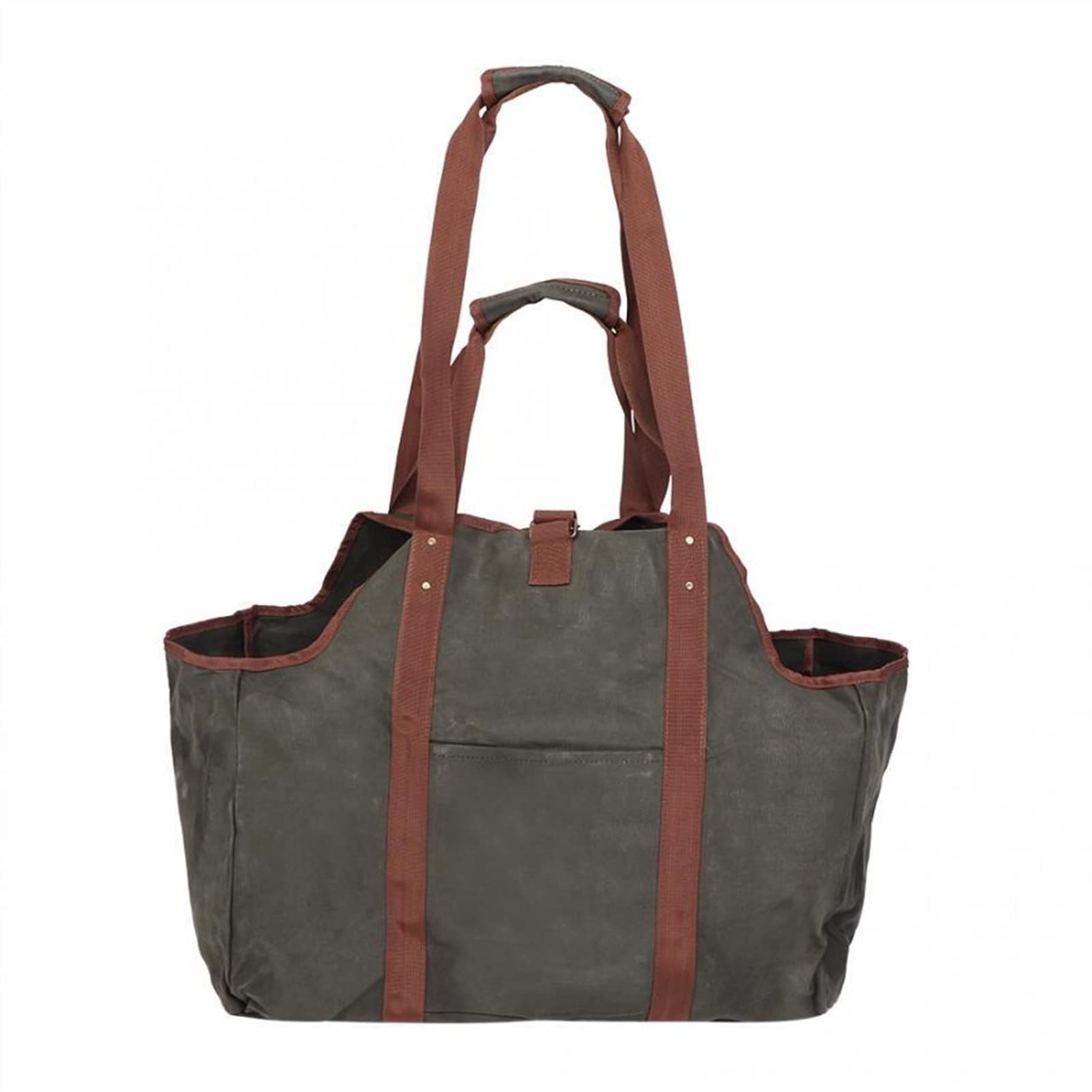 Premium Waxed Canvas Firewood Carrier - Large Thickened Portable Log Tote Bag for Camping, Hiking & Outdoor Firewood Storage (Gray) - Perfect for Backyard BBQs, Fire Pits & Wood Stove Use
