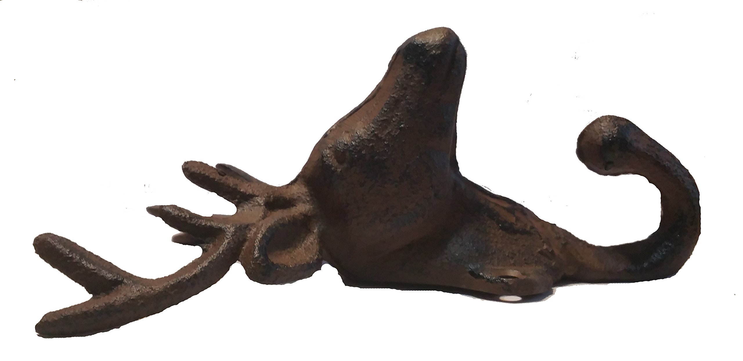 8-Point Buck Hook - Solid Rustic Brushed Cast Iron Wall Mount for Hunting Decor, Cabin & Lodge Style Home