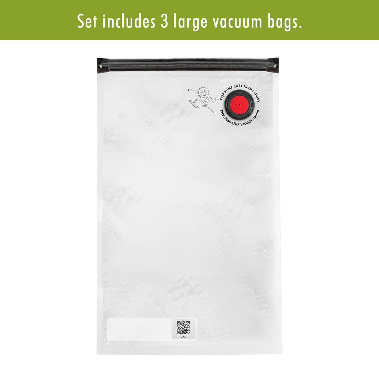 ZWILLING Fresh & Save 3-Piece Vacuum Sealer Bags for Food Storage | 2.25 Gallon Sous Vide Bags | Reusable Meal Prep & Snack Bags | Dishwasher Safe | Large Clear Food Preservation Bags for Sous Vide Cooking, Meal Prepping & Leftovers