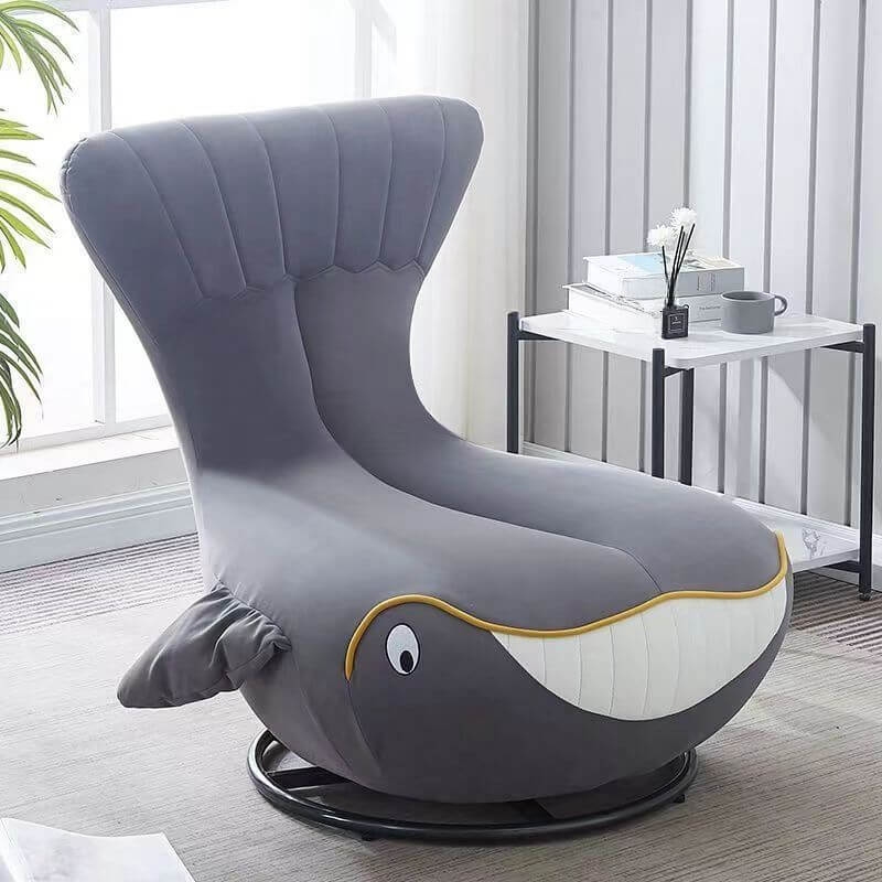 Minimalist Abstract Side Chair with Cushion Back - Rotatable & Reclining Accent Chair in Gray/Emerald Green/Citrus for Living Room, Bedroom or Office