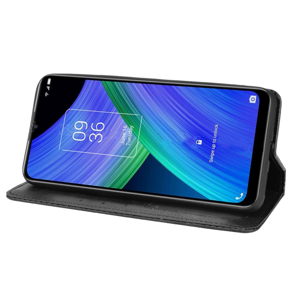 Premium PU Leather Flip Cover Case for Cricket AT&T Radiant Max 5G & Dream 5G - Shockproof Protective Phone Case with Card Slots for Work & Travel (Black)