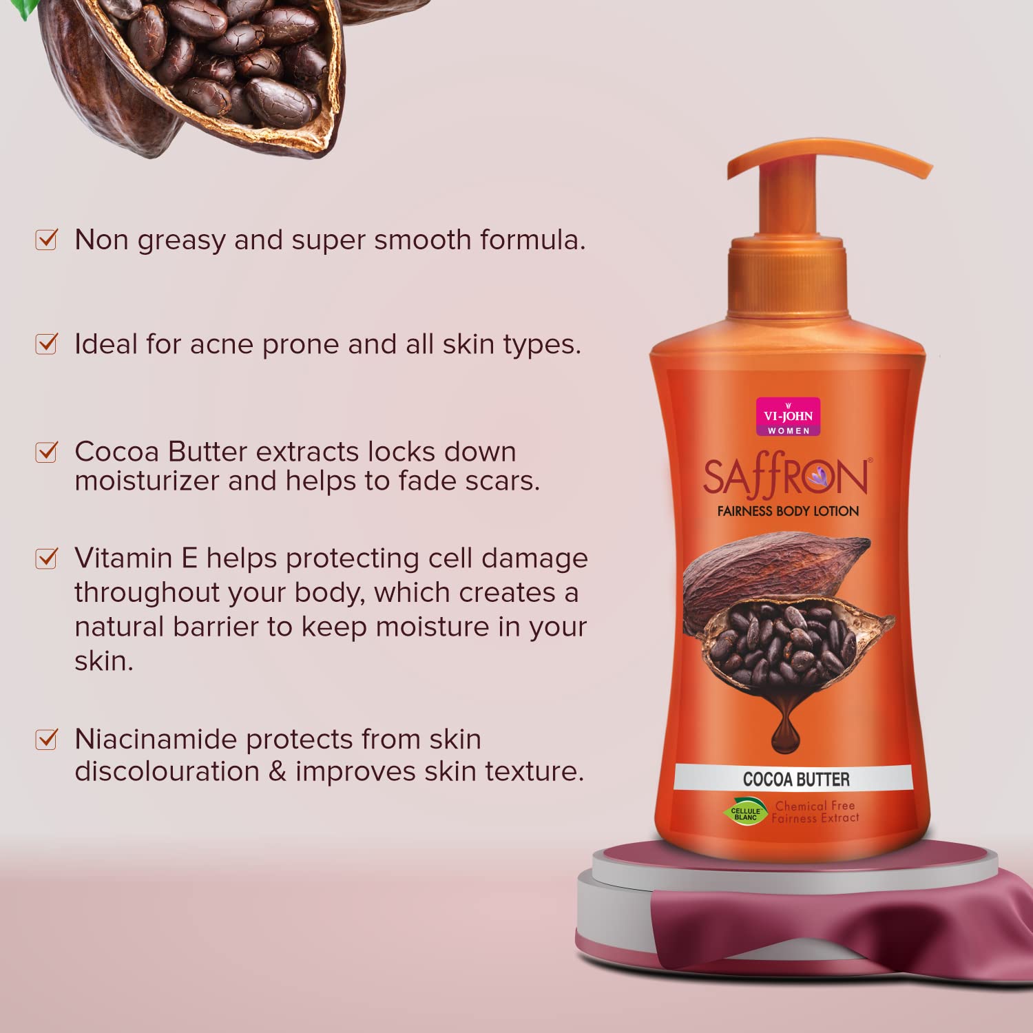 VI-JOHN 100% Natural Chemical-Free Fairness Extract Red Apple & Cocoa Butter Body Lotion Set (2 x 250ml) - Hydrating Moisturizer for All Skin Types, Men & Women | Perfect for Daily Skincare Routine & Gift Giving