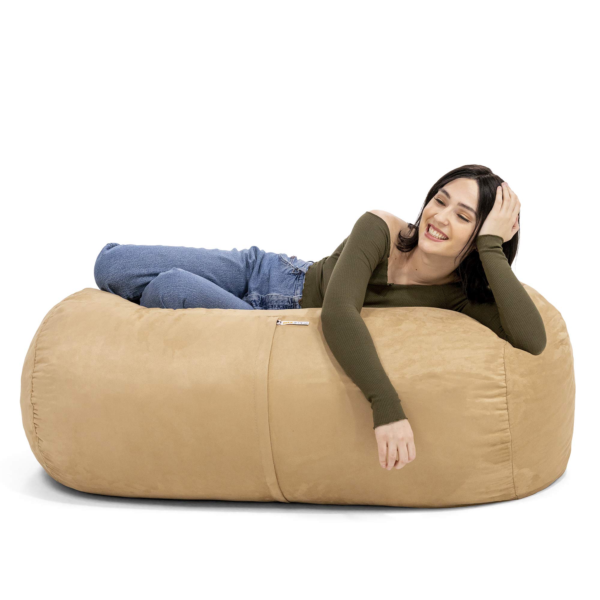 Jaxx Sofa Saxx Bean Bag Lounger - 4-Feet Oversized Comfortable Chair, Camel Brown - Perfect for Living Room, Game Room & Dorm Relaxation