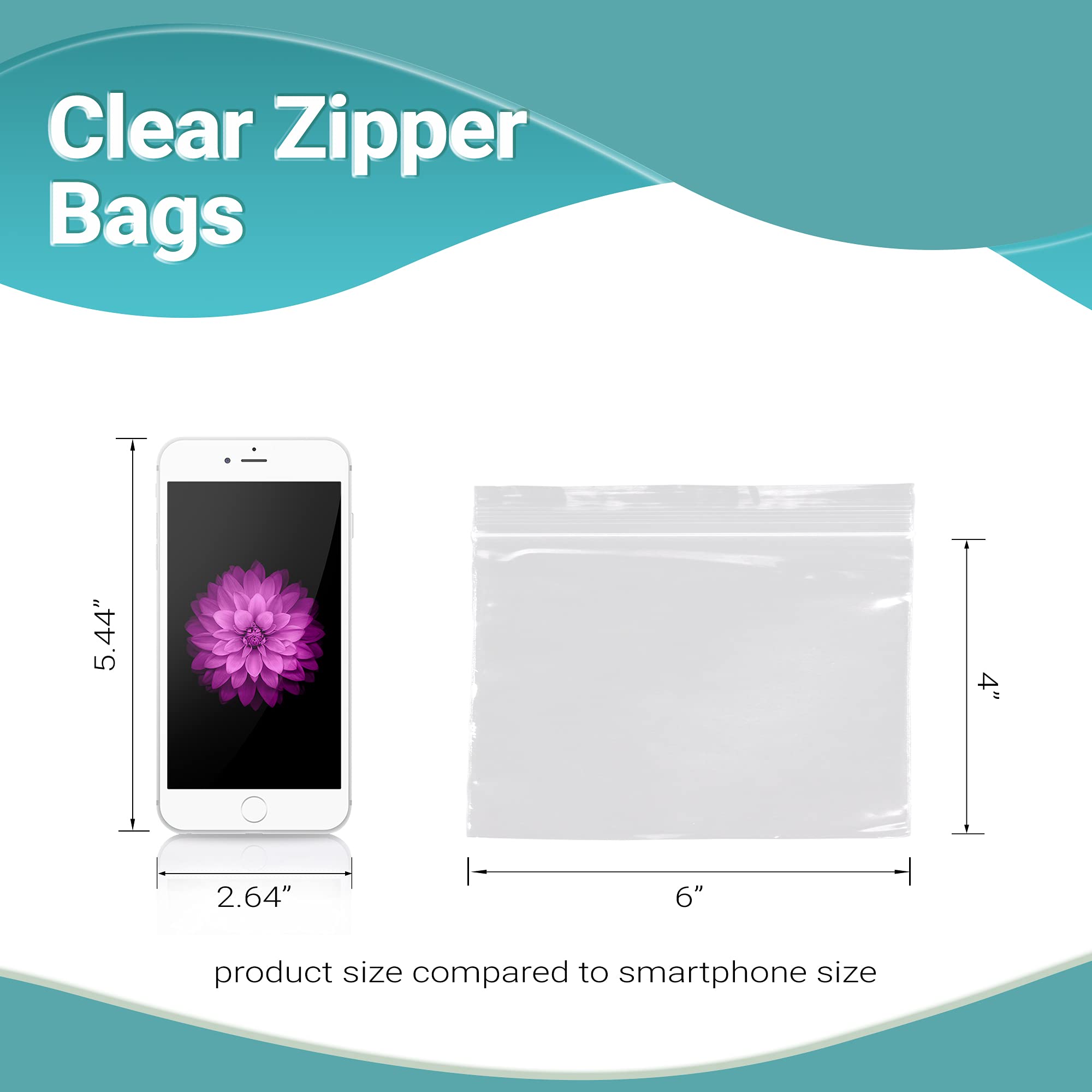 1000 Pack 6x4 Inches Clear Reclosable Zipper Bags - 2 Mil Thick Waterproof Plastic Storage Bags for Jewelry, Crafts & Industrial Use | Durable Zipper Closure for Organizing Small Items