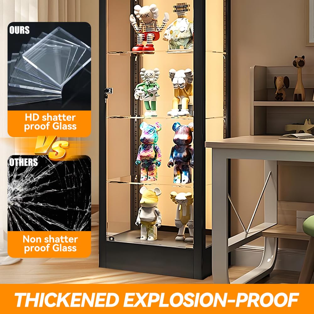 4-Tier Tempered Glass Display Shelf with Locking Door - 20