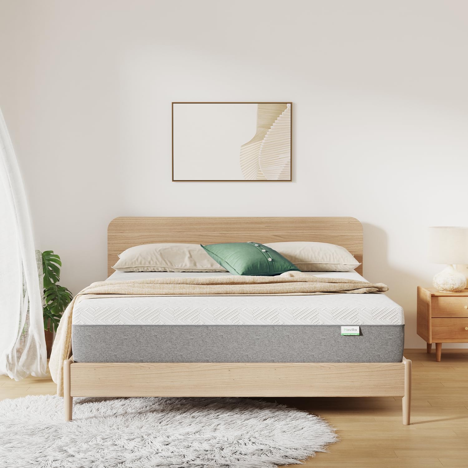 Novilla Queen Size Cooling Memory Foam Mattress - CertiPUR-US Certified, Contour Support & Pressure Relief for Plush Comfort - Perfect for Hot Sleepers & Back Pain Relief