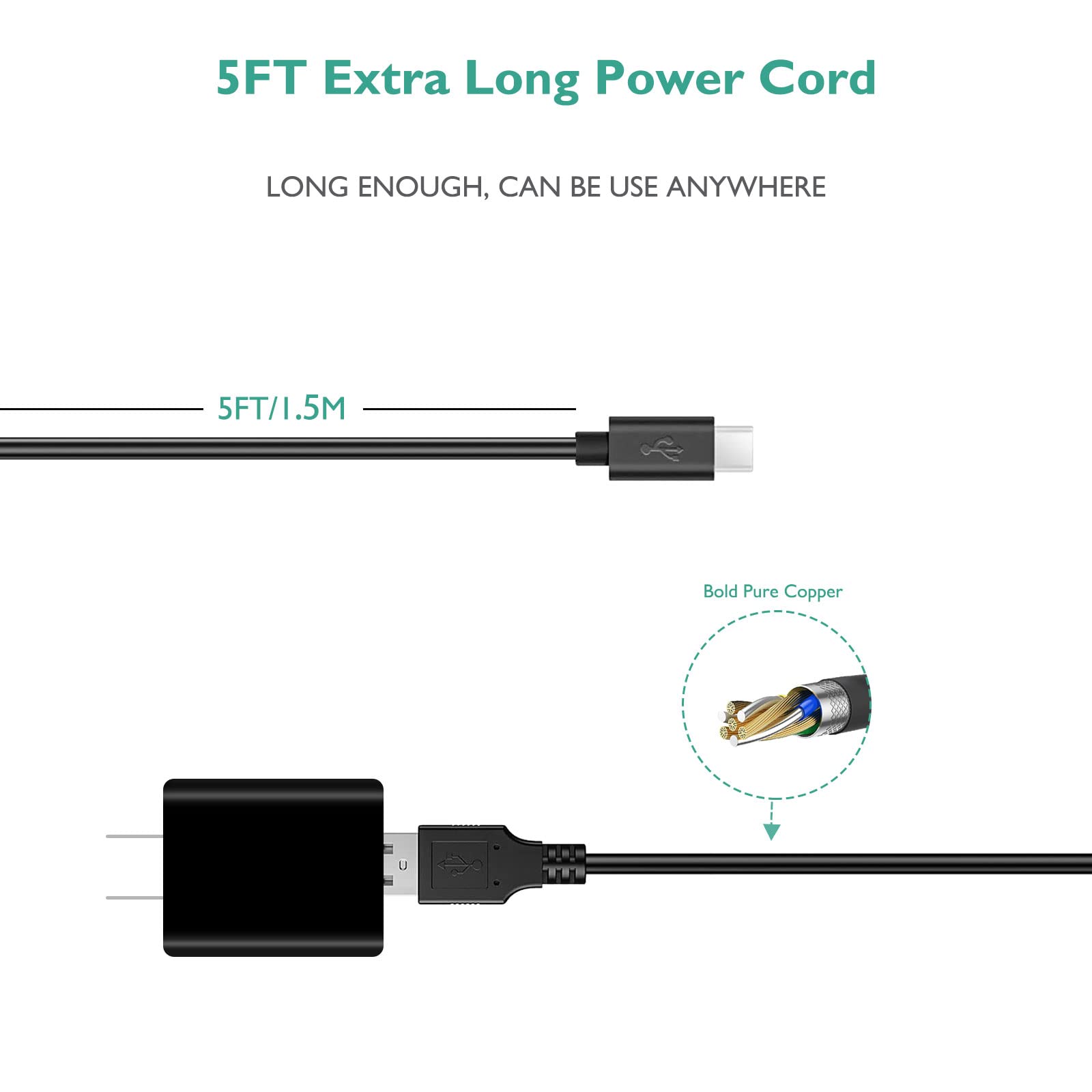 5V 2A USB C Fast Charger Adapter - Universal Type C Charger Block with USB C Cable Compatible with Beats Flex, JBL Wireless Earbuds, Samsung, iPhone 15 & More - Perfect for Travel, Home & Office Charging