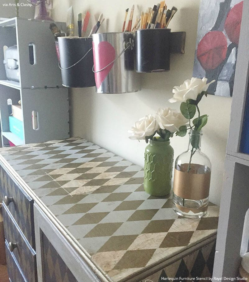 Harlequin Furniture Stencil - Reusable DIY Painting Template for Wood, Metal & Fabric - Perfect for Home Decor, Crafts & Upcycling Projects