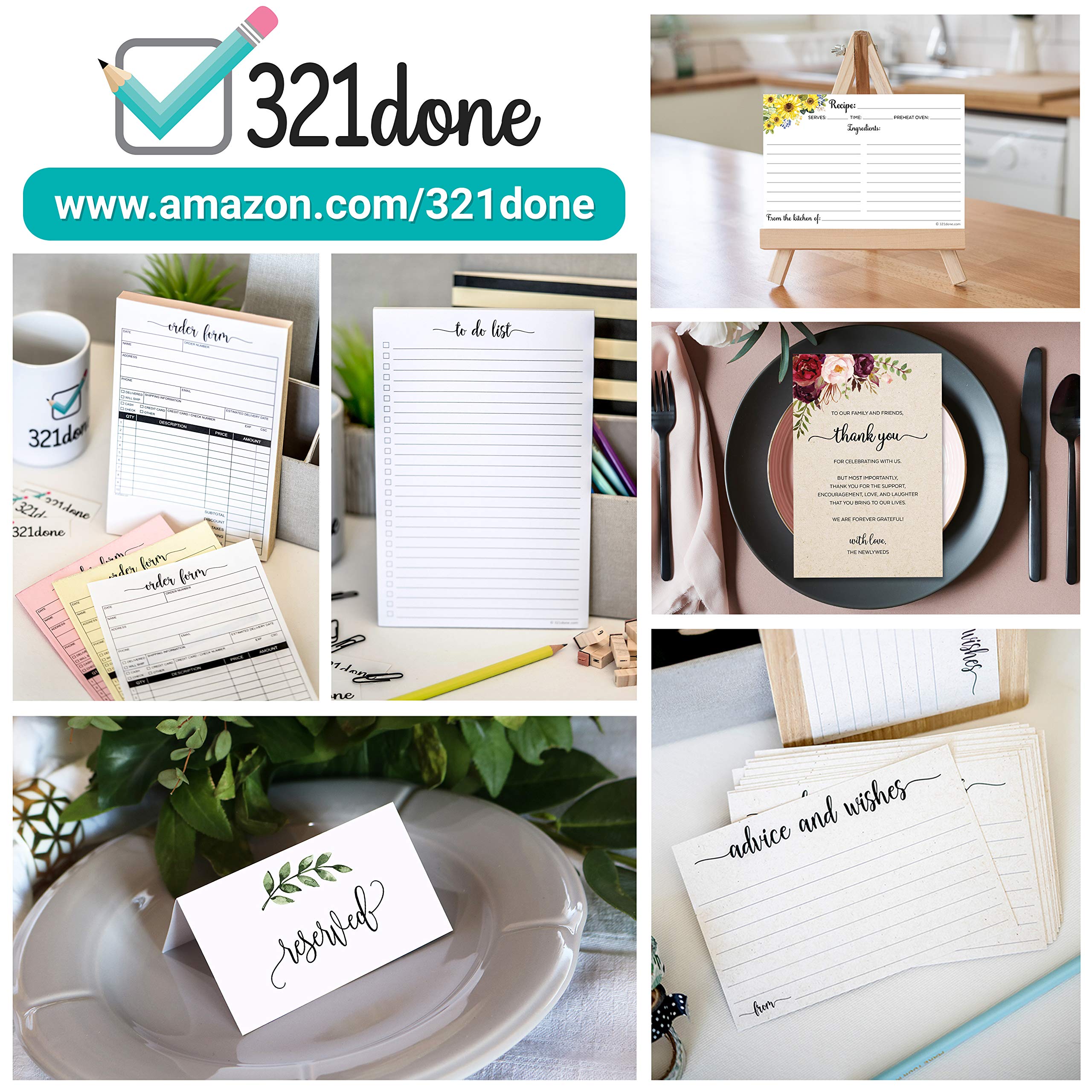 321Done Greenery Note Cards - Set of 50 Blank 5x7 Cards with Simple Green Leaves Design on White, Premium Thick Cardstock, No Envelopes - Perfect for Thank You Notes, Wedding Invitations, and DIY Crafting - Made in USA