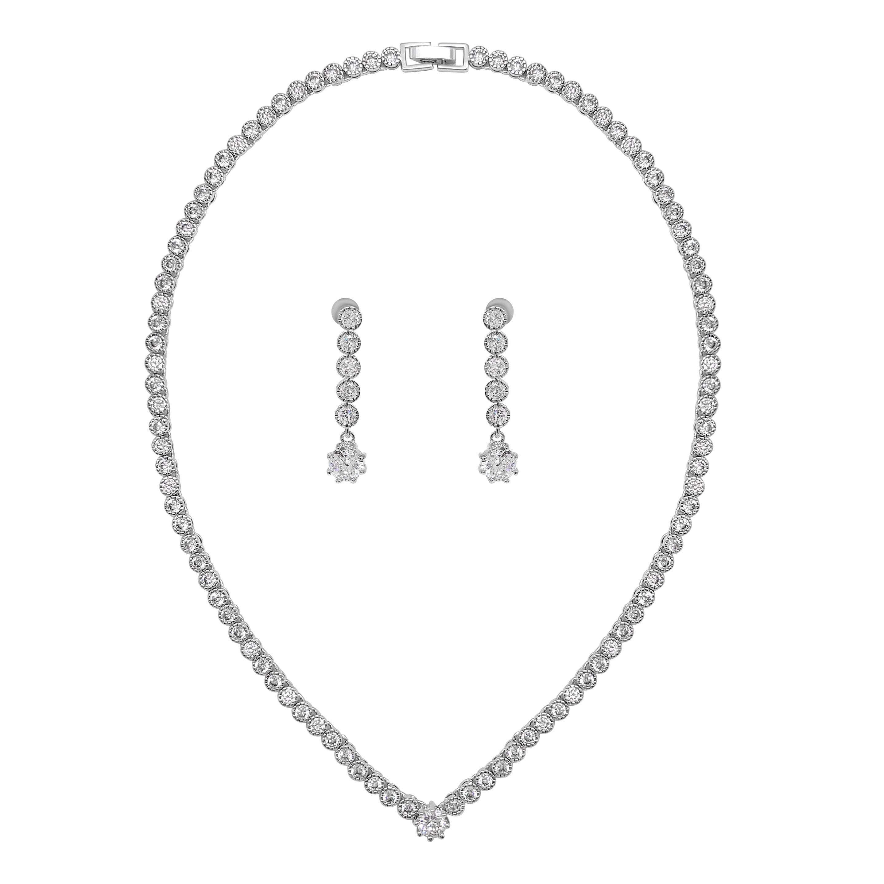 Tamara Simulated Diamond Necklace Set for Women - 18K Gold Plated Cubic Zirconia Pendant & Chain - Elegant Jewelry Gift for Anniversary, Wedding, Party & Special Occasions