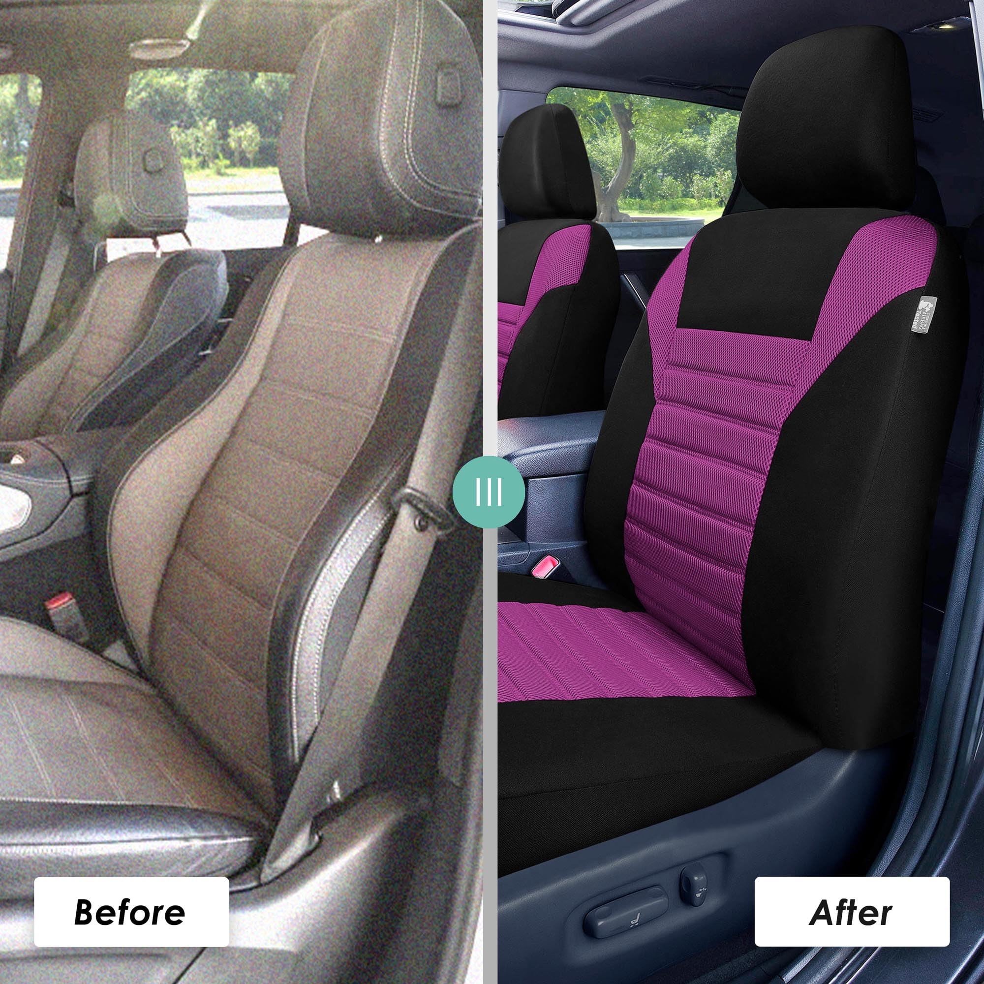 TLH 3D Air Mesh Car Seat Covers - Front, Purple, Airbag Safe | Universal Fit for Cars, Trucks & SUVs | Comfort & Style