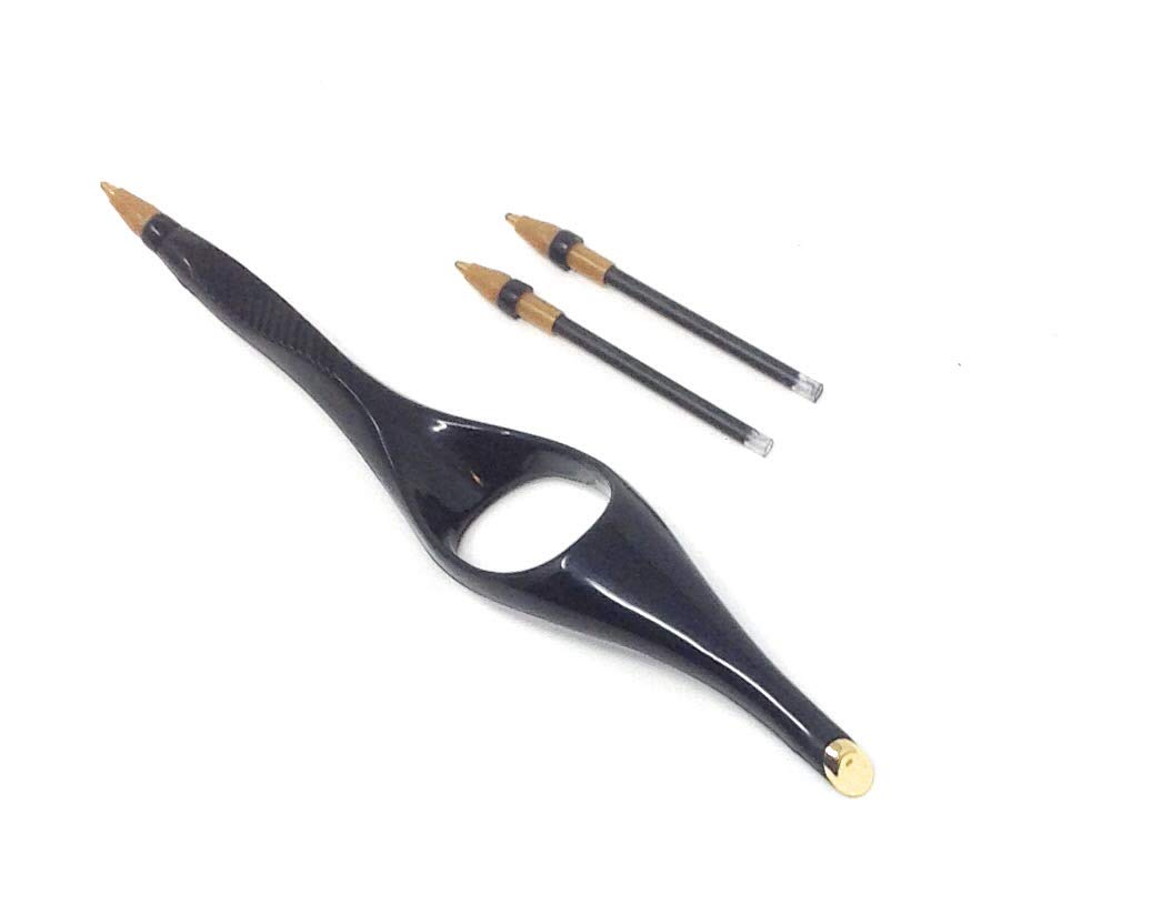 Grandee Ring Pen - Ergonomic Ballpoint with 2 Refills for Office & Writing