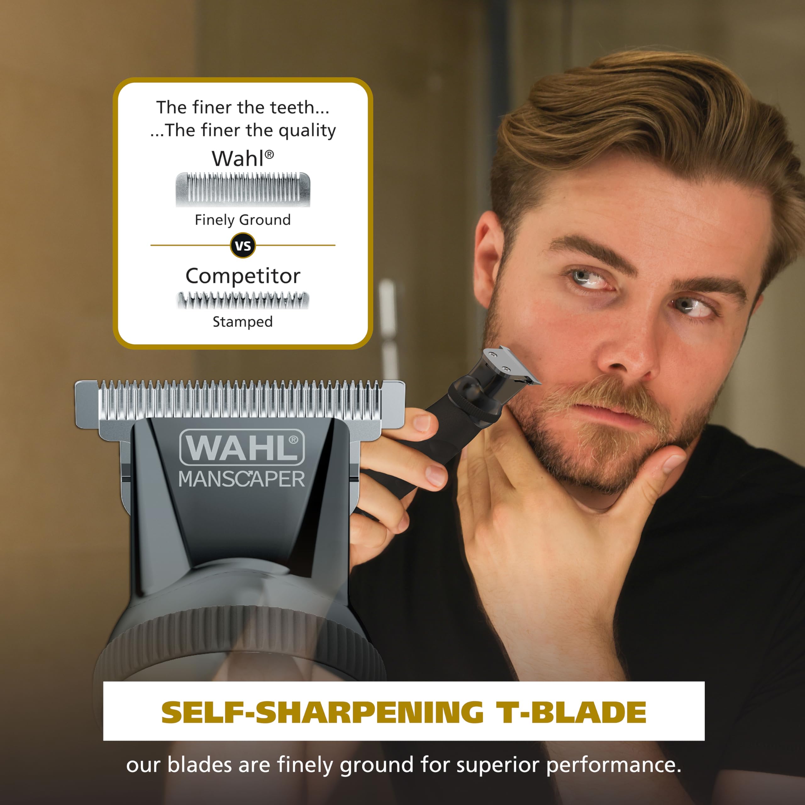 Wahl Manscaper® Reach 360 Cordless Body & Beard Trimmer for Men - No-Slip Grip, Ratchet Head, Precise Control - Model 3025951 - Perfect for Face, Body & Manscaping Grooming at Home or Travel