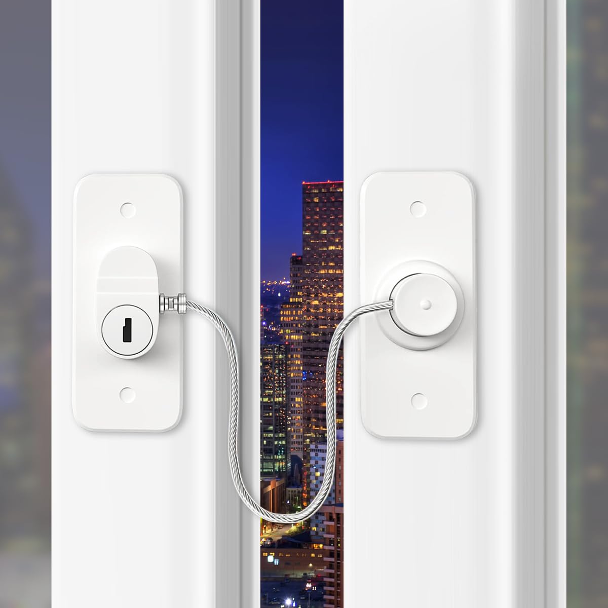 SHASUXTING 4Pcs Self-Adhesive Window Safety Locks - Childproof Security Window Restrictor with Screws & Key - Prevent Kids Falling - Durable Home Safety for Windows, Doors, Sliding Glass (Ideal for Baby Proofing & Pet Safety)