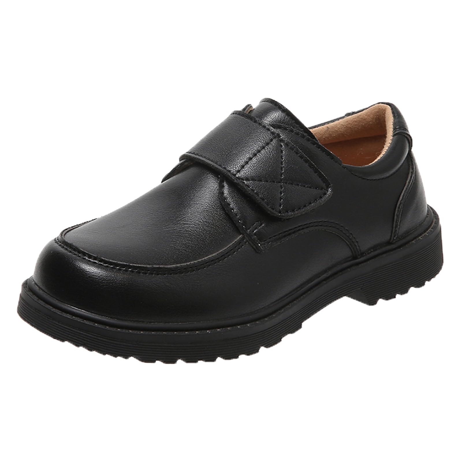 Kids Oxford School Shoes - Boys & Girls Uniform Loafers with Hook & Loop for Comfort - Black Church & Dress Shoes for School, Formal Wear & Daily Use