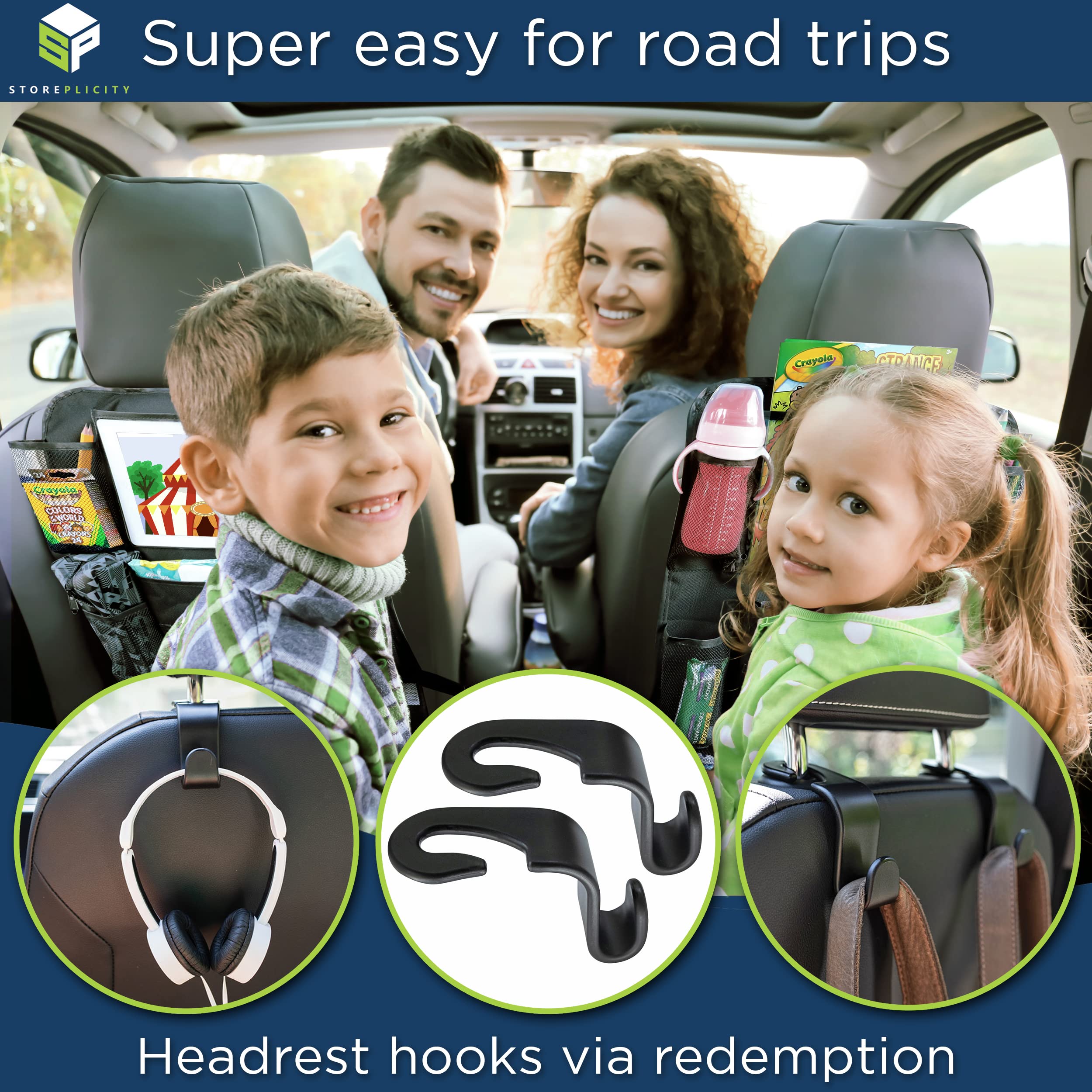 Storeplicity Universal Car Backseat Organizer Set - 2 Pack Multifunctional Seat Organizers with 13 Pockets (24x16in Back & 14.5x5in Side) - Perfect for Kids Toys, Snacks & Road Trips - Ideal for SUVs, Minivans & Family Vehicles