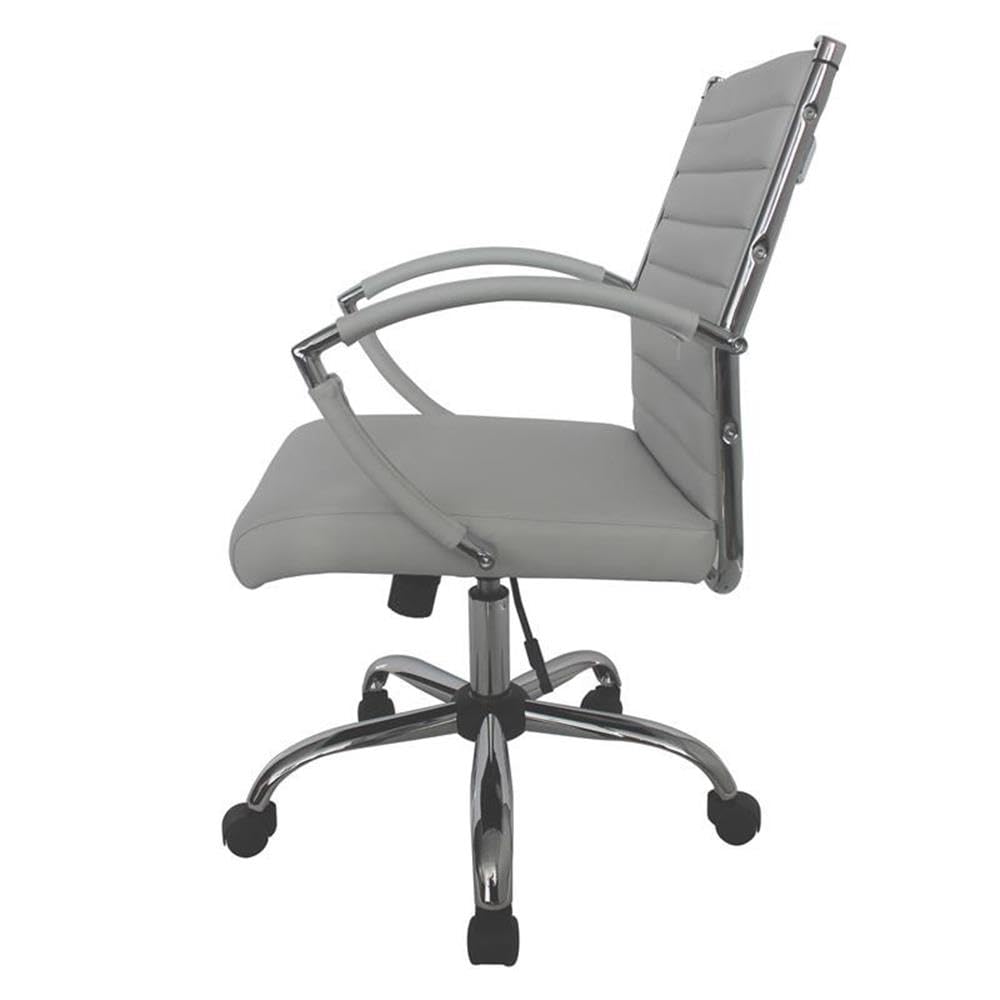 Furniture of America Damse White Faux Leather Adjustable Office Chair - Ergonomic Home & Small Space Workstation
