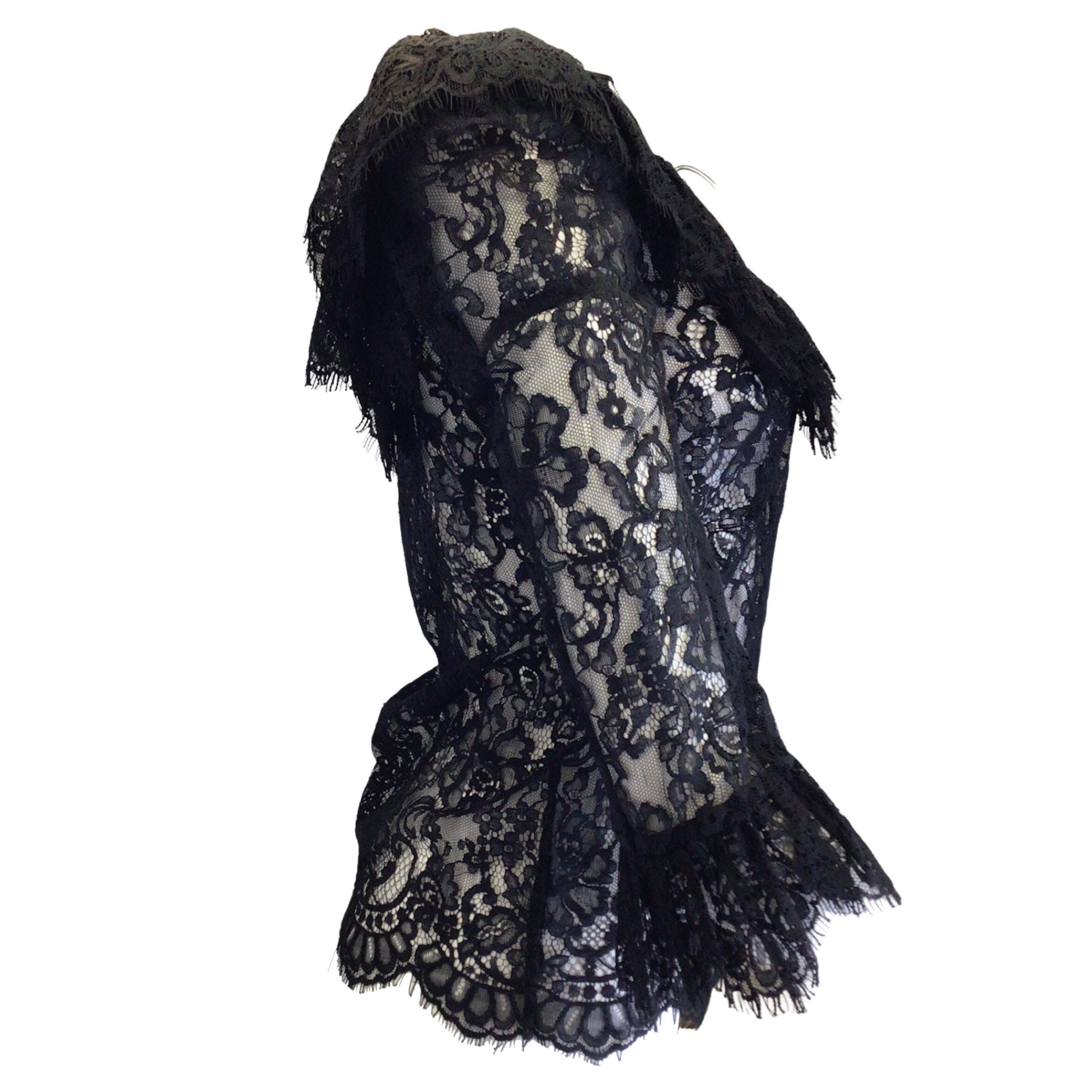 Elegant Dundas Black Long Sleeve Lace Blouse for Women - Perfect for Office, Party & Special Occasions