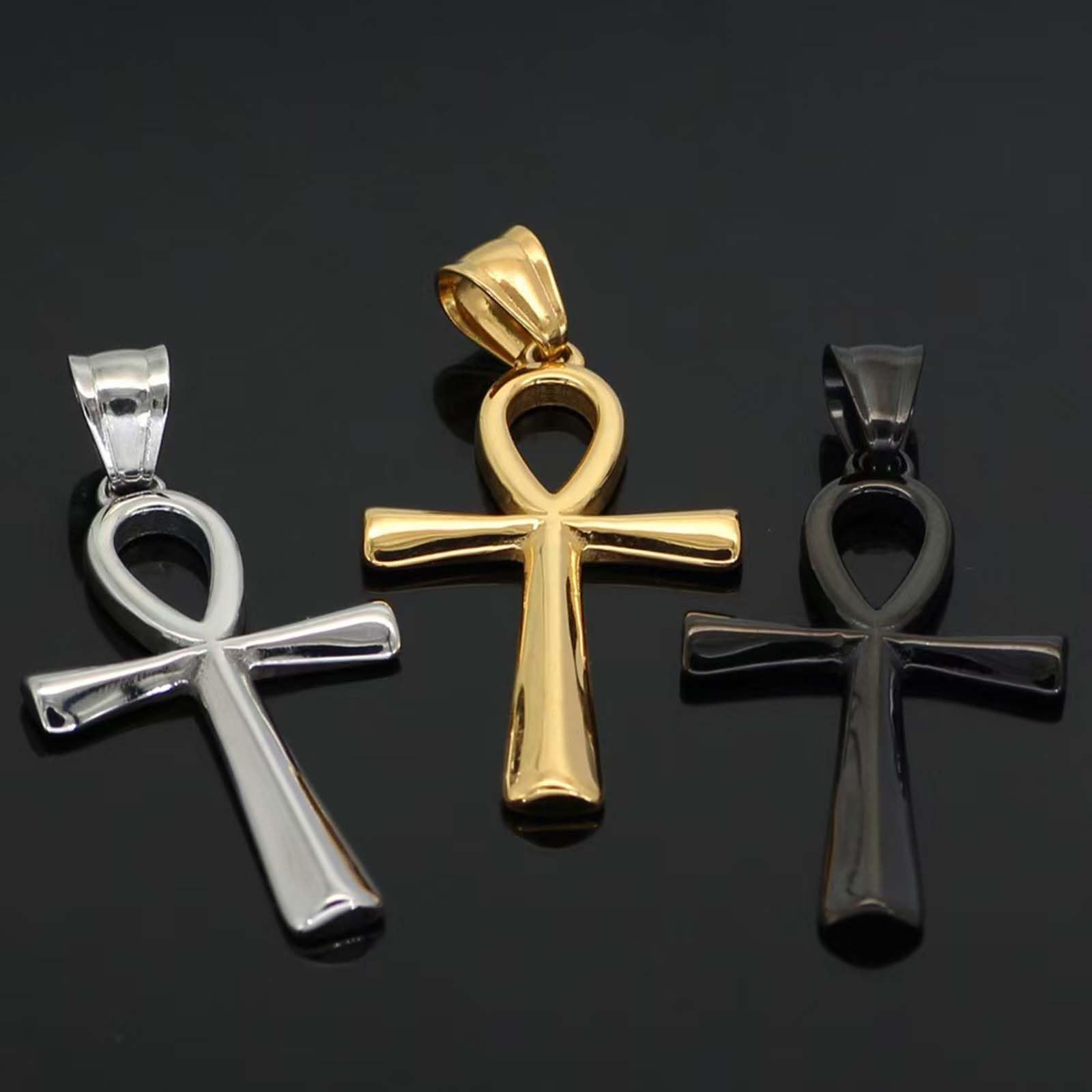 Stainless Steel Ankh Cross Pendant Necklace for Men & Women - Egyptian Symbol Jewelry for Everyday Wear, Gifts & Spiritual Protection