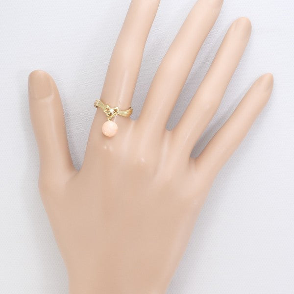 18K Yellow Gold Coral Diamond Ring for Women - Elegant Handmade Jewelry for Engagement, Wedding & Special Occasions