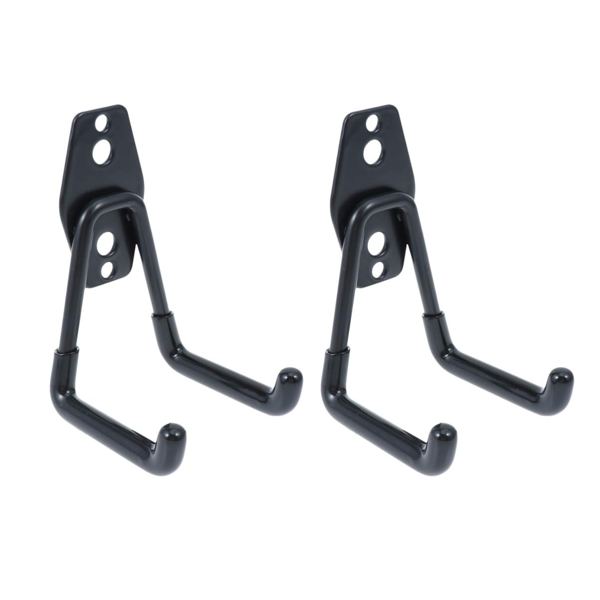 2 Pack Heavy Duty Black Wall Hooks for Handbags, Purses, Totes, Coats & Brooms - Durable Garage Storage Hangers for Bikes, Tools & Home Organization (Wall Mount)