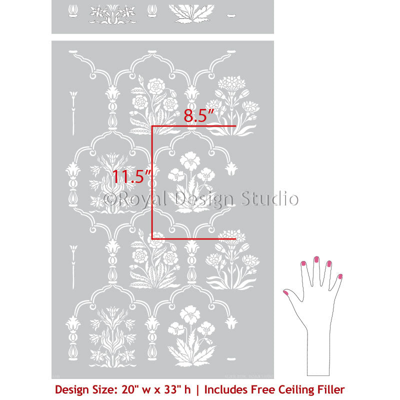 Majorelle Floral Trellis Wall Stencil - DIY Home Decor Painting Template for Walls, Furniture & Crafts | Perfect for Bedroom, Nursery, Living Room & Garden Projects