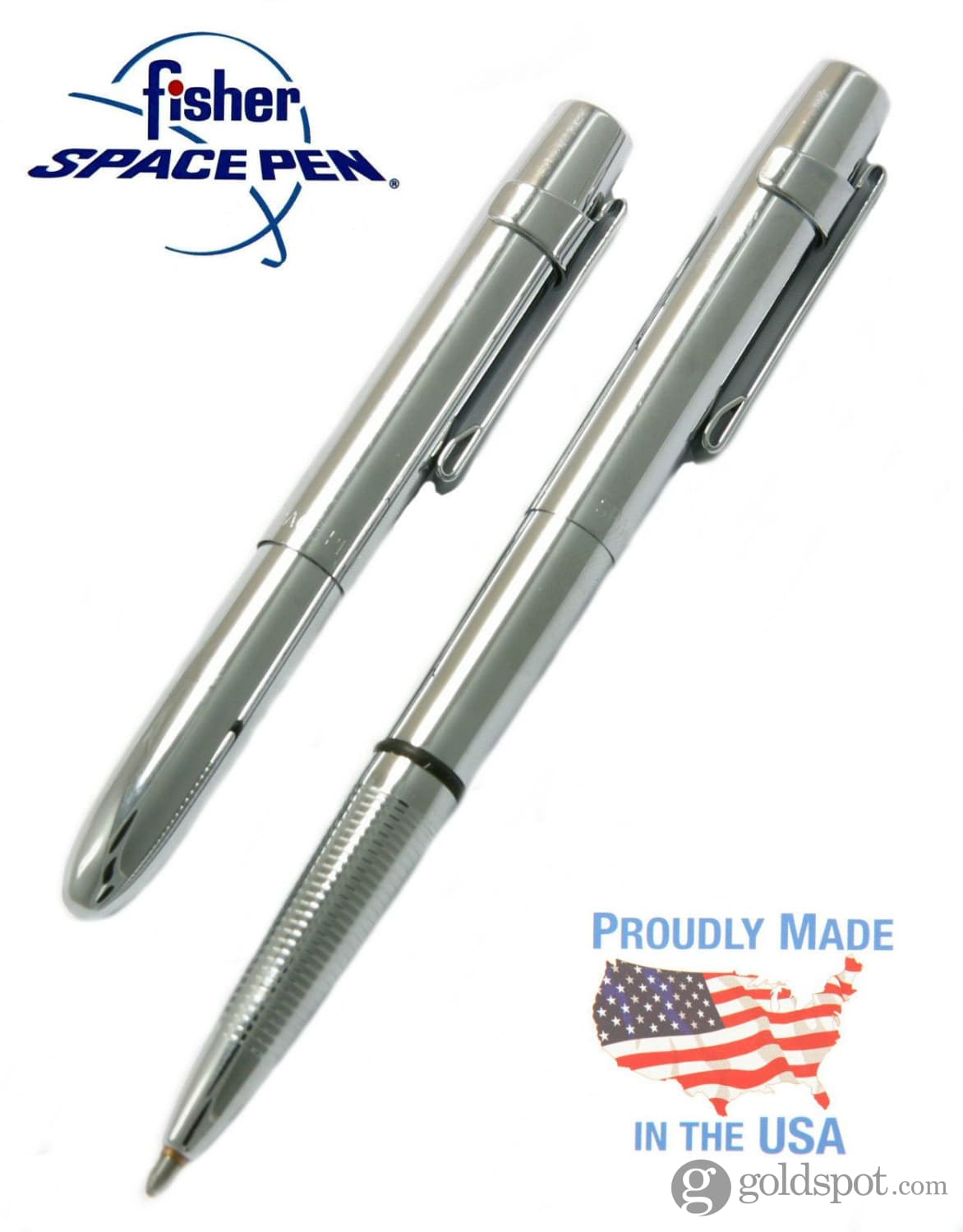 Fisher Space Pen Bullet X Mark Ballpoint Pen - Chrome Finish, Flat Top Design for Everyday Carry, Office Use & Outdoor Adventures