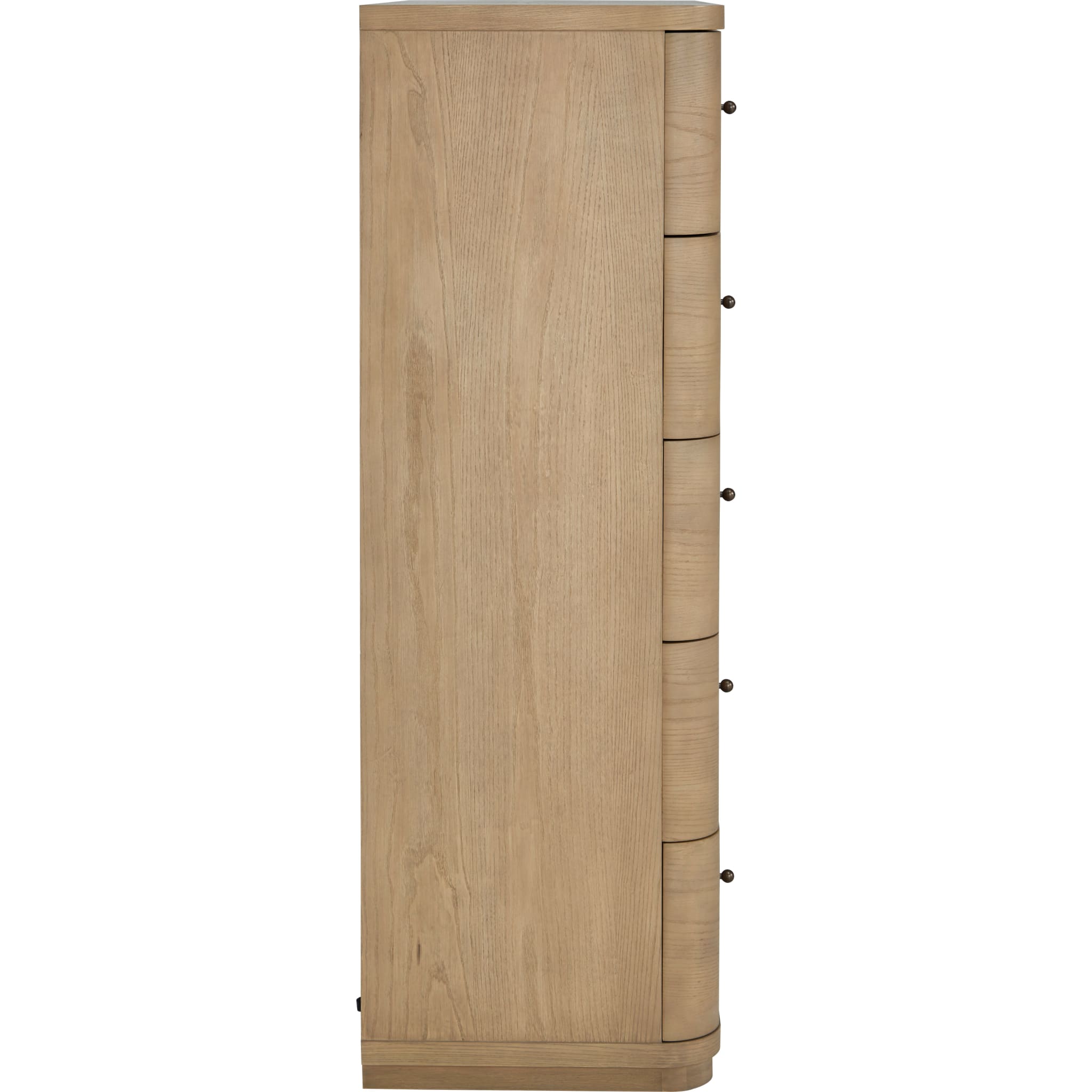 5-Drawer White Ash Wood Chest in Buff Cream - Stylish Storage for Bedroom, Living Room, or Office Organization