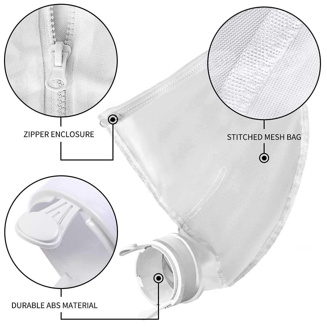 Polaris 280 & 480 Pool Cleaner Replacement Bags - 2 Pack Heavy Duty Nylon Mesh with Zipper Closure for Leaves, Twigs & Debris - Compatible with Most Pool Cleaners - Perfect for In-Ground & Above Ground Pools