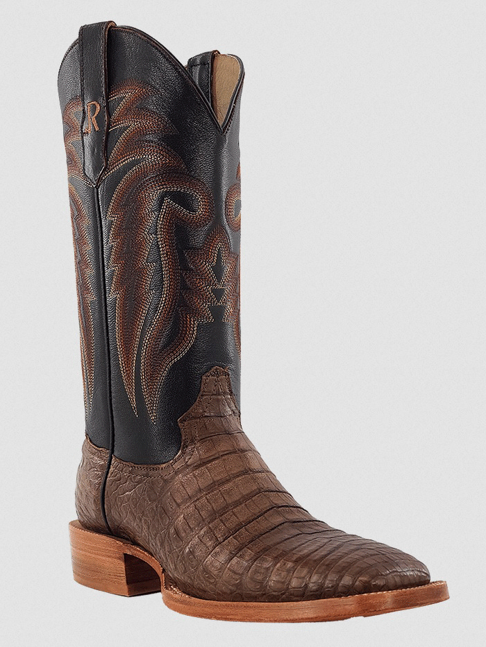 R.Watson RW2004 Men's Genuine Caiman Belly Western Boots in Espresso Brown - Perfect for Rodeo, Country Dancing & Western Fashion