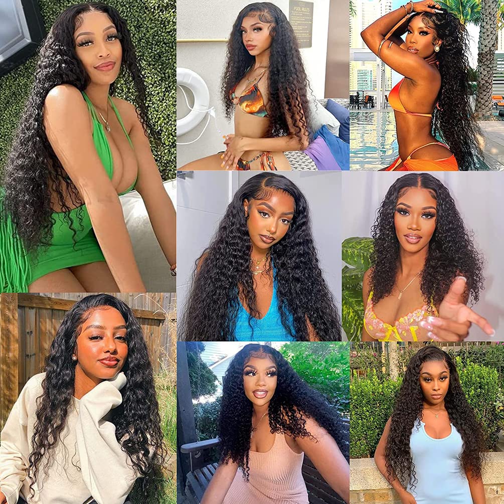 100% Unprocessed Brazilian Virgin Remy Deep Wave Human Hair Bundles (22 24 26 28 Inch) 12A Grade - Natural Black Curly Weft Hair Extensions for Black Women | Perfect for Protective Styles, Weaves & Volume Boosting