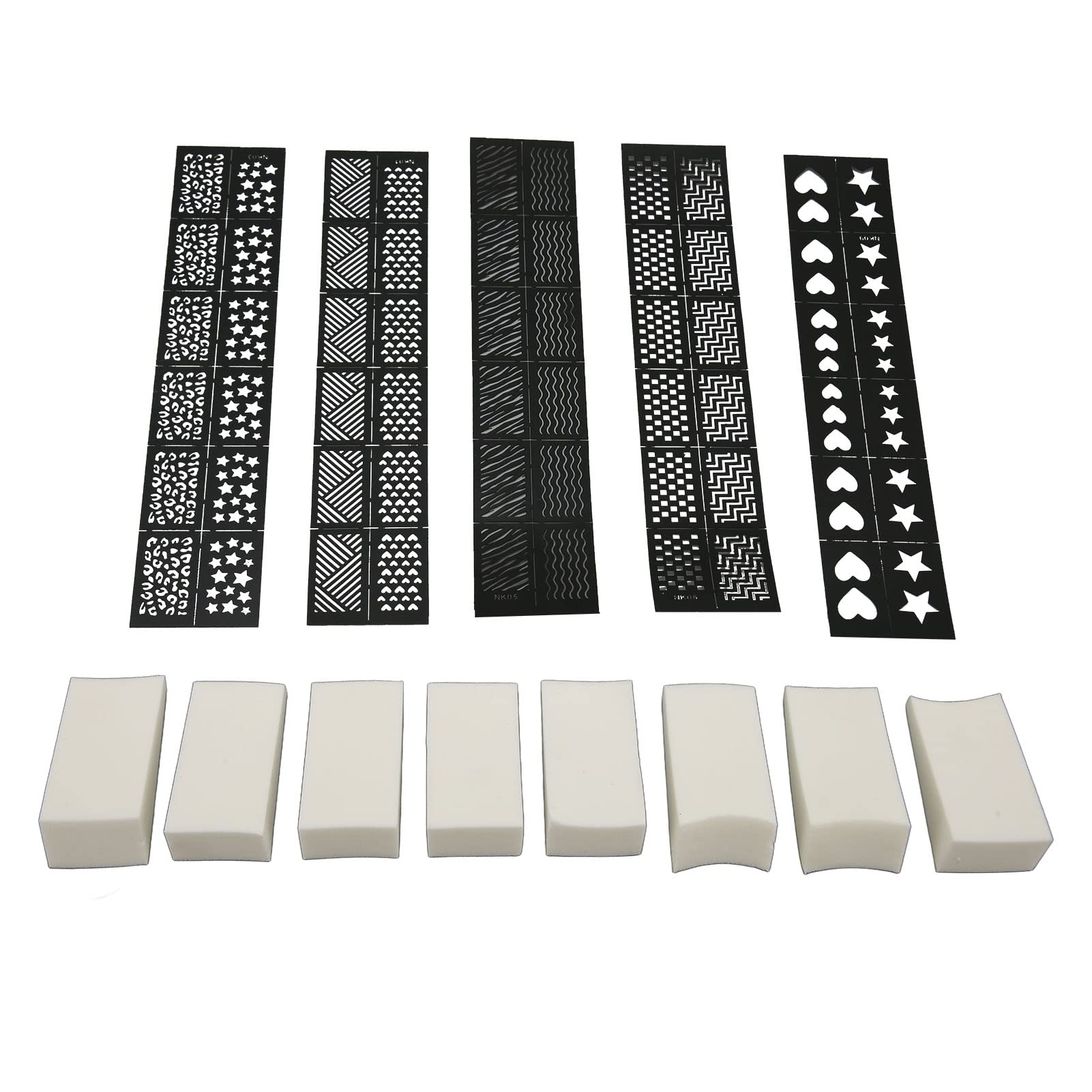 Nail Art Stencils & Sponge Set - DIY Nail Printing Templates for Home Manicure - Perfect for Nail Salon, Party, Wedding & Special Occasions