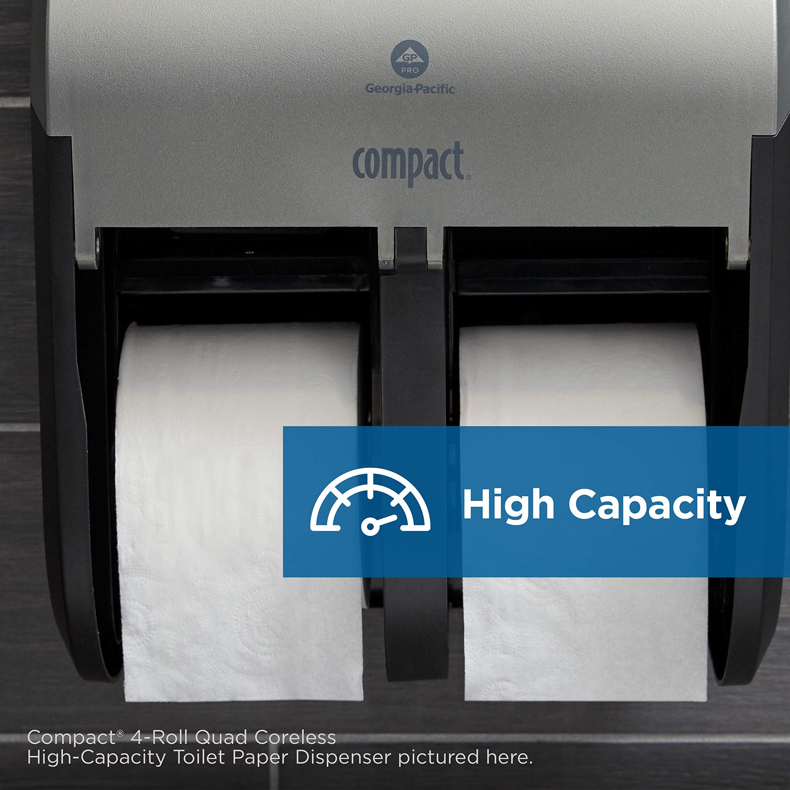 GP PRO (Georgia-Pacific) 56767A White Compact 2-Roll Vertical Coreless High-Capacity Toilet Paper Dispenser – Ideal for Offices, Restrooms, and Commercial Spaces