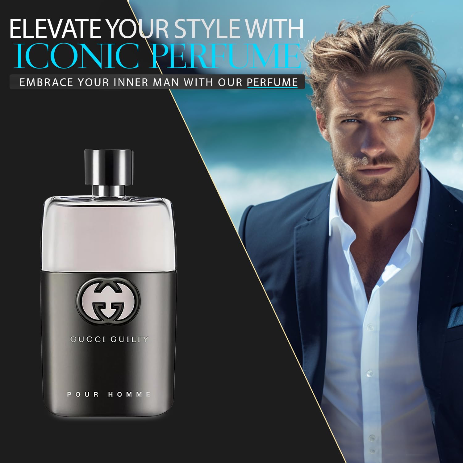 Guilty for Men by Gucci - 3.0 oz Eau de Toilette Spray Gift Set with Lavender Soy Candle, Car Air Fresheners & Travel Perfume Atomizer | Luxury Cologne Gift for Him, Boyfriend, Husband | Perfect for Date Night, Special Occasions & Daily Wear