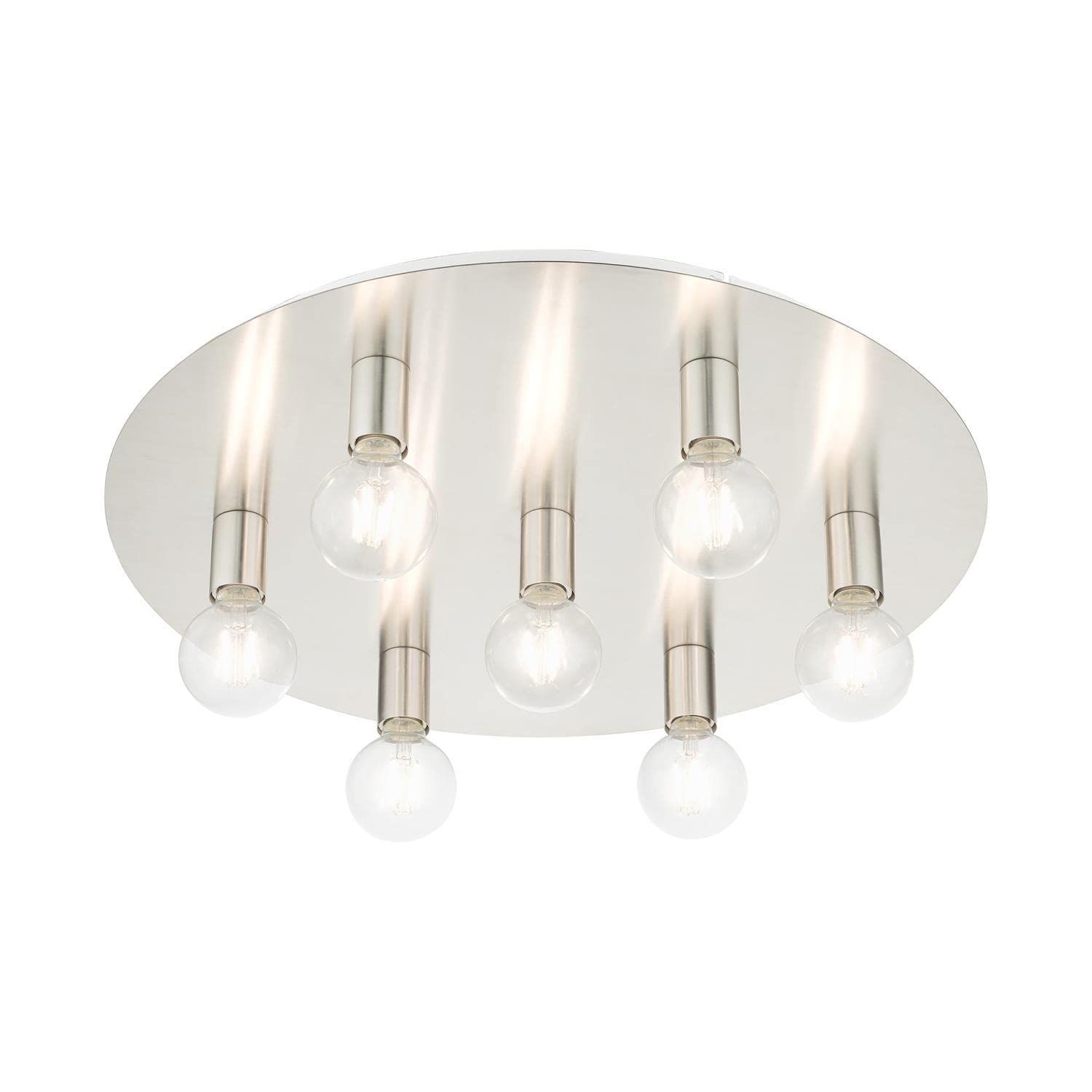 Livex Lighting Hillview 7-Light Brushed Nickel Ceiling Mount Fixture - Modern Dining Room & Bedroom Chandelier for Home Decor
